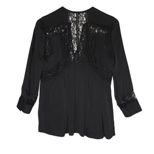 Rebecca Taylor Silk Vneck Lace Blouse